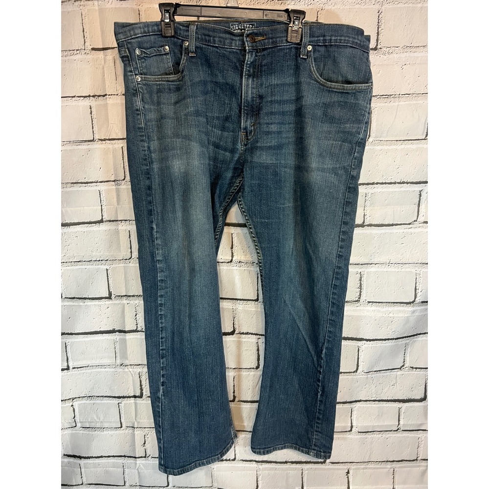 Signature by Levi Strauss & Co Mens Straight Leg Jeans Blue 42x32 Medium Wash
